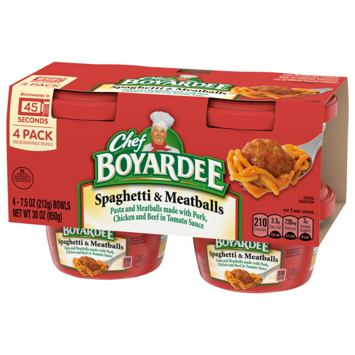 Chef Boyardee, Spaghetti & Meatballs Bowls 4 Pack, Case Of 6, 30 Oz - Image 1