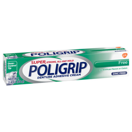 Poligrip, Super Free Zinc Free Additive Free Denture Adhesive Cream, Case Of 6, 2.4 Oz