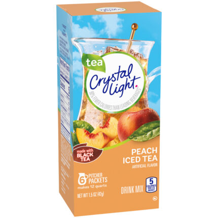 Crystal Light, Peach Black Iced Tea Drink Mix Packets, Case Of 12, 1.5 Oz