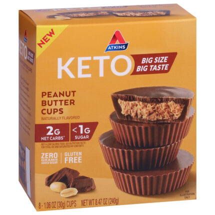 Atkins, Keto Peanut Butter Cups 8 - 1.06 Oz Cups, Case Of 4, 8.47 Oz