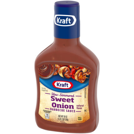 Kraft, Sweet Onion Slow-Simmered Barbecue Sauce Bottle, Case Of 12, 18 Oz