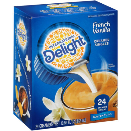 International Delight, French Vanilla Coffee Creamer Singles 24 Count, Case Of 6, 10.5 Fl Oz