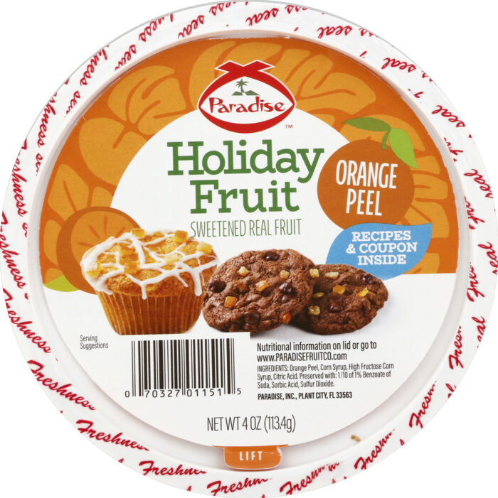 Paradise, Candied Orange Peel Diced, Case Of 12, 4 Oz - Image 1