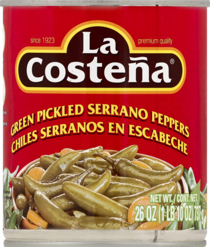 La Costena, Green Pickled Serrano Peppers, Case Of 12, 26 Oz