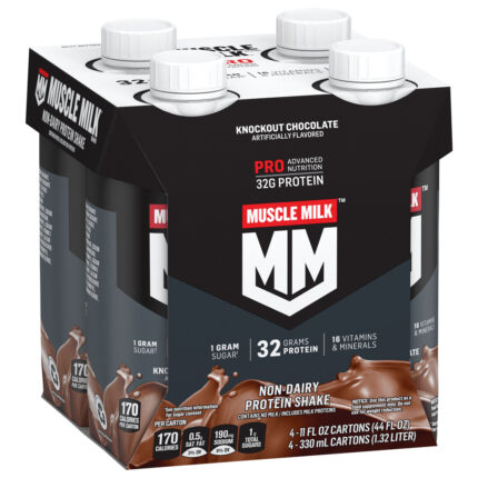 Muscle Milk, Pro Advanced Nutrition Non-Dairy Protein Shake Knockout Chocolate 4/11 Fl Oz, Case Of 3, 44 Fl Oz