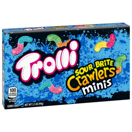 Trolli, Gummi Candy Sour Brite Crawlers Minis Theater Box, Case Of 12, 3.5 Oz