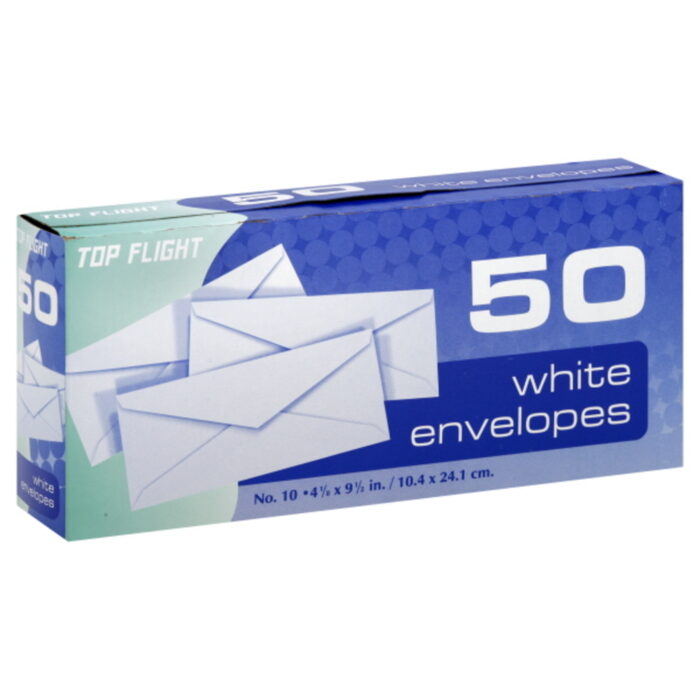 Top Flght, White Envelopes, 1 Each, 50 Ct - Image 1
