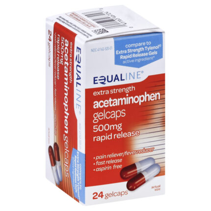 Equaline, Acetaminophen Extra Strength Gelcaps, Case Of 3, 24 Ct