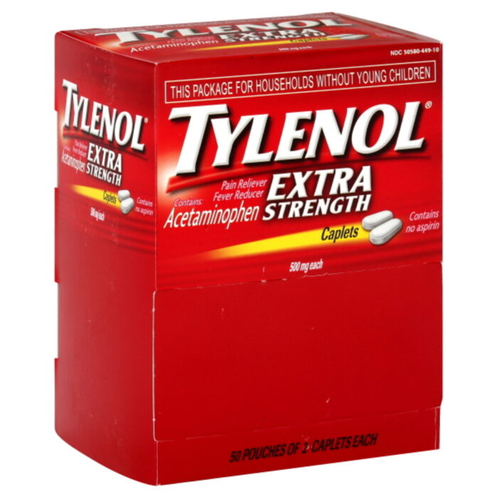 Tylenol, Acetaminophen Extra Strength Caplets, Case Of 50, 2 Ct - Image 1
