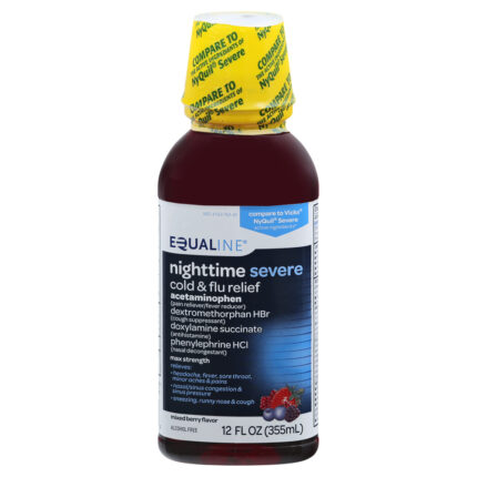 Equaline, Nighttime Severe Cold And Flu Relief Liquid Mixed Berry Flavor, 1 Each, 12 Fl Oz