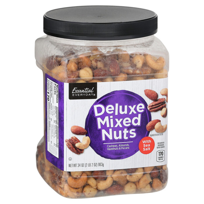 Essential Everyday, Deluxe Mixed Nuts With Sea Salt Jar, Case Of 6, 34 Oz - Image 1