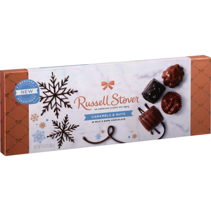 Russel Stover, Chocolate Milk & Dark Caramels & Nuts, Case Of 6, 9.4 Oz - Image 1