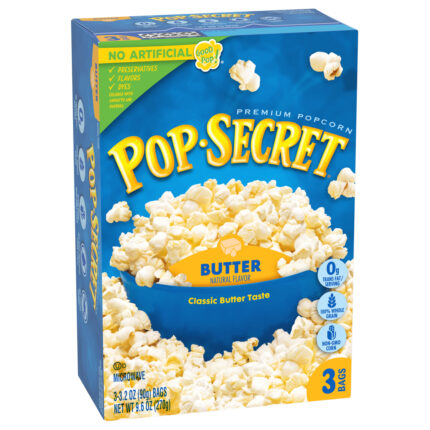 Pop Secret, Premium Butter Popcorn 3 - 3.2Oz Bags, Case Of 6, 9.6 Oz