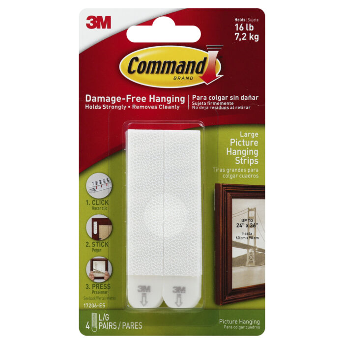 Command, Large Picture Hanging Strips 16 Lb White, Case Of 6, 1 Pk - Image 1