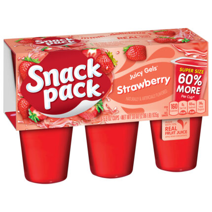 Snack Pack, Super-Size Strawberry Juicy Gels Gelatin, Case Of 8, 33 Oz