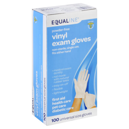 Equaline, Vinyl Exam Gloves Powder-Free Universal Size, 1 Each, 100 Ct