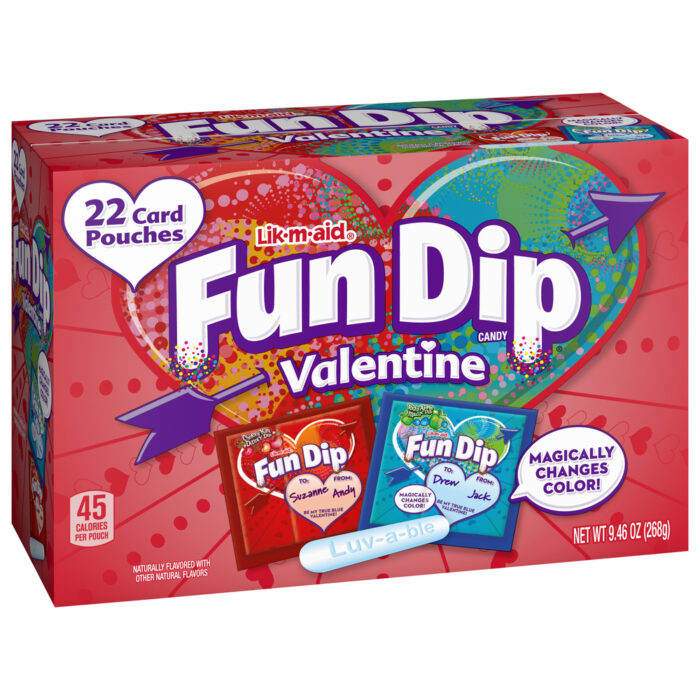 Lik-M-Aid, Fun Dip Candy Cards Kit Valentines 22 Cards, Case Of 24, 9.46 Oz - Image 1