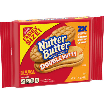 Nutter Bu, Nabisco Double Nutty Peanut Sandwich Cookies Pack, Case Of 12, 15.26 Oz
