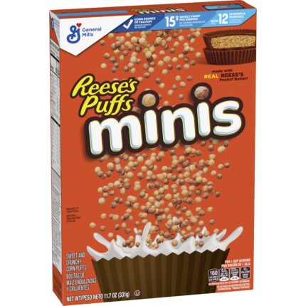General Mills, Reese'S Puffs Minis Cereal, Case Of 12, 11.7 Oz