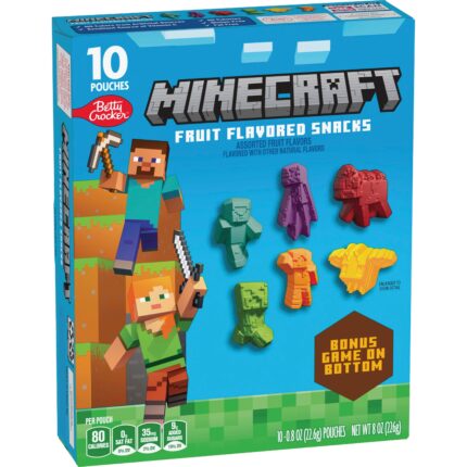 Betty Crocker, Minecraft Fruit Flavored Snacks 10 Count, Case Of 8, 8 Oz