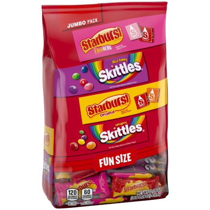 Mars , Skittles & Starburst Fun Size Chewy Candy Variety Bag Jumbo Pack, Case Of 4, 32.2 Oz - Image 1