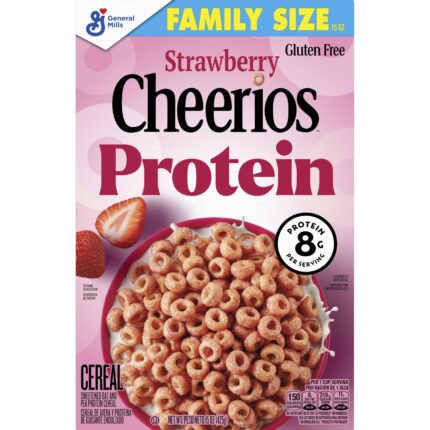 Cheerios, Cereal Protein Strawberry Breakfast Family Size, Case Of 8, 15 Oz