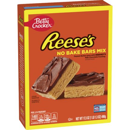 Betty Crocker, Reese'S Peanut Butter No Bake Bars Mix With Hershey'S Milk Chocolate Frosting, Case Of 8, 17.3 Oz