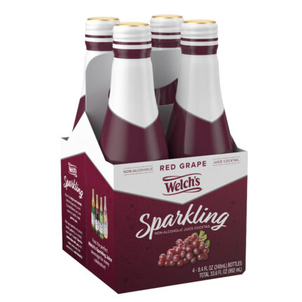 Welch'S, Sparkling Non-Alcoholic Juice Cocktail Red Grape 4 - 8.4 Fl Oz Bottles, Case Of 6, 33.6 Fl Oz