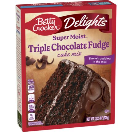 Betty Crocker, Super Moist Delights Triple Chocolate Fudge Cake Mix, Case Of 12, 13.25 Oz