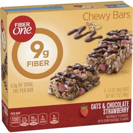 Fiber One, Chewy Bars Oats & Chocolate Strawberry, Case Of 12, 7 Oz