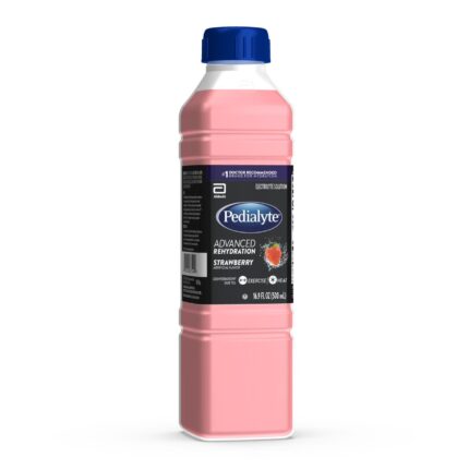 Pedialyte, Strawberry Advanced Rehydration Bottle, Case Of 12, 16.9 Fl Oz