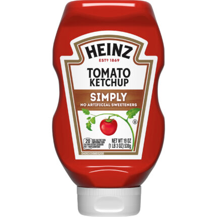 Kraft, Simply Tomato Ketchup With No Artificial Sweeteners Bottle, Case Of 12, 19 Oz