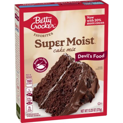 Betty Crocker, Super Moist Devil'S Food Cake Mix, Case Of 12, 13.25 Oz