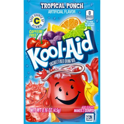 Kool Aid, Drink Mix Tropical Punch Unsweetened Packet Caffeine Free, Case Of 48, .16 Oz.