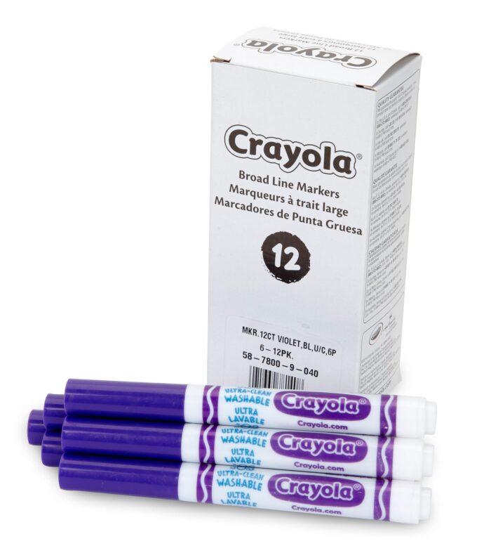Crayola 12 Ct Bulk Ultra-Clean Washable Markers, Conical Tip - Violet (Purple) - Image 1