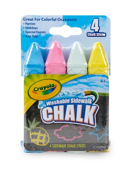 Crayola Cray,4Ct Washable Sw Chalk,12Pk