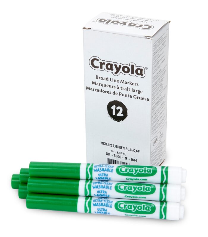 Crayola 12 Ct Bulk Ultra-Clean Washable Markers, Conical Tip - Green - Image 1