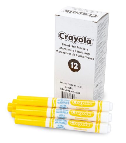 Crayola 12 Ct Bulk Ultra-Clean Washable Markers, Conical Tip - Yellow