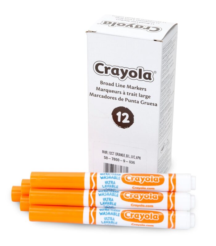 Crayola 12 Ct Bulk Ultra-Clean Washable Markers, Conical Tip - Orange - Image 1