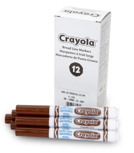 Crayola 12 Ct Bulk Ultra-Clean Washable Markers, Conical Tip - Brown