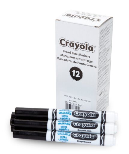 Crayola 12 Ct Bulk Ultra-Clean Washable Markers, Conical Tip - Black
