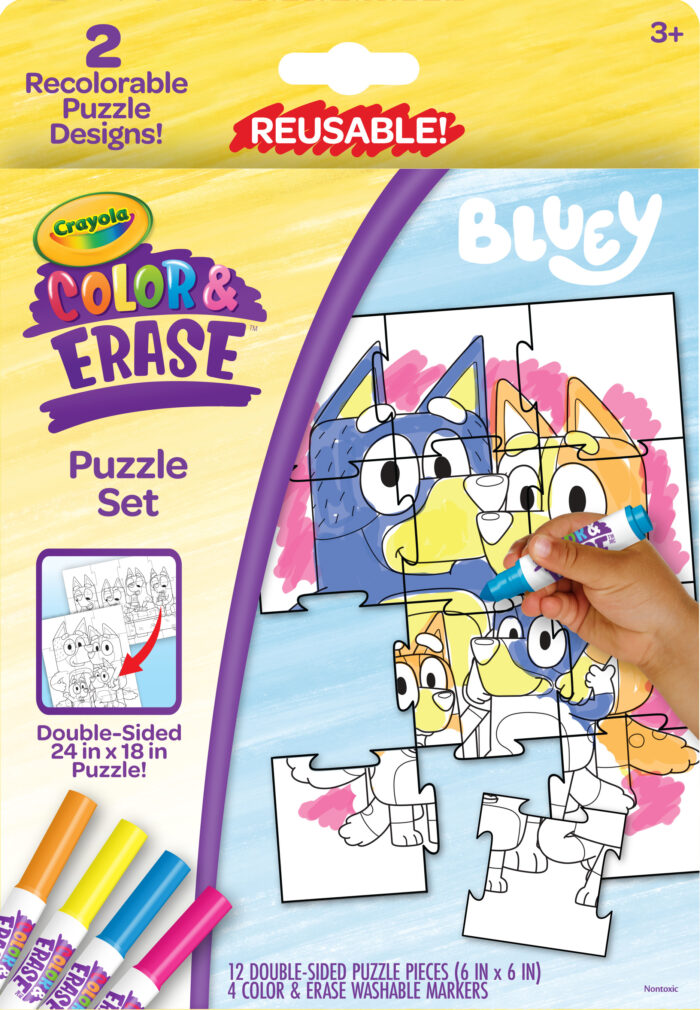 Crayola Clr/Erase Reusable Bluey Puzzle Set,12Pk - Image 1