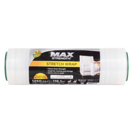 Duck Max Strength  Heavy-Duty Stretch Wrap Film - Clear, 15 In. X 1,000 Ft.