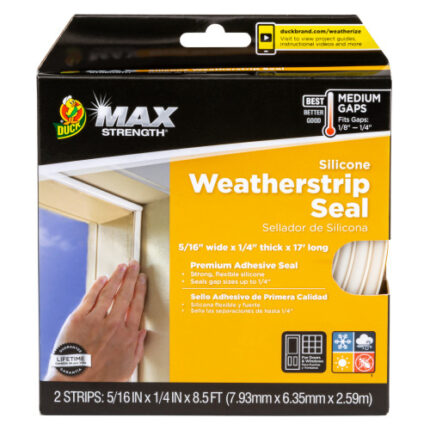 Duck? Brand Max Strength Silicone Weatherstrip Seal - White, .31 In. X .25 In. X 17 Ft.