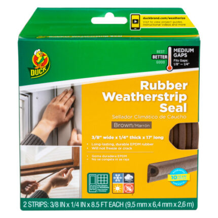 Duck? Brand Heavy-Duty Weatherstrip Seal - Medium Gap, Brown, .38 In. X .25 In. X 17 Ft.