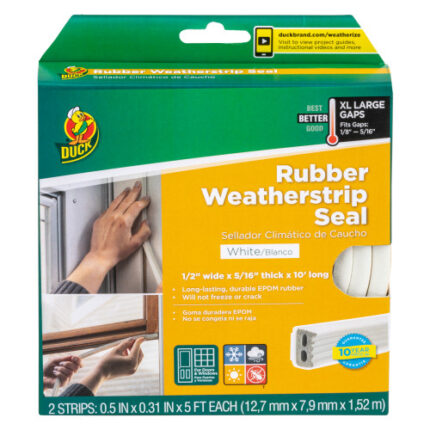 Duck? Brand Heavy-Duty Weatherstrip Seal - Extra Large Gap, White, .5 In. X .31 In. X 10 Ft.