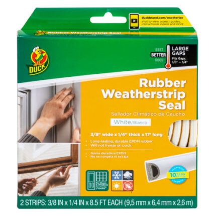 Duck? Brand Heavy-Duty Weatherstrip Seal - Large Gap, White, .38 In. X .25 In. X 17 Ft.